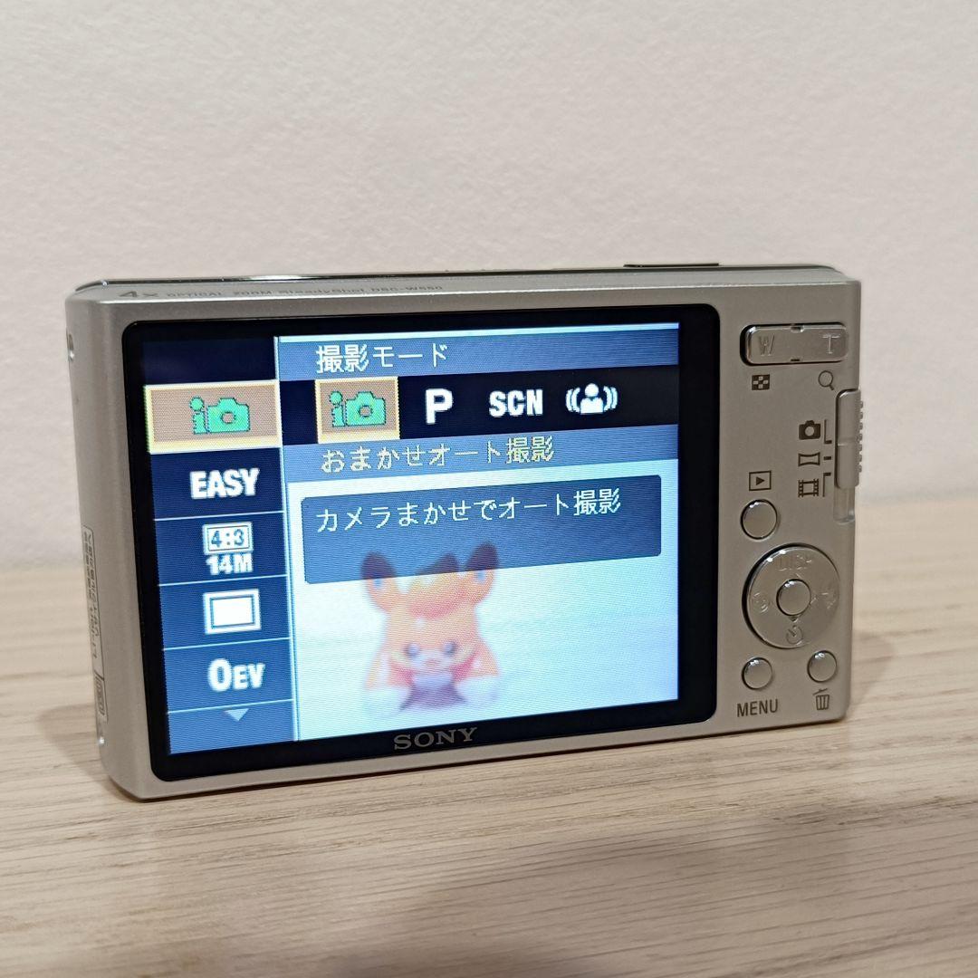 外観美品 動作確認済 SONY DSC-W550 シルバー デジカメ 充電器付