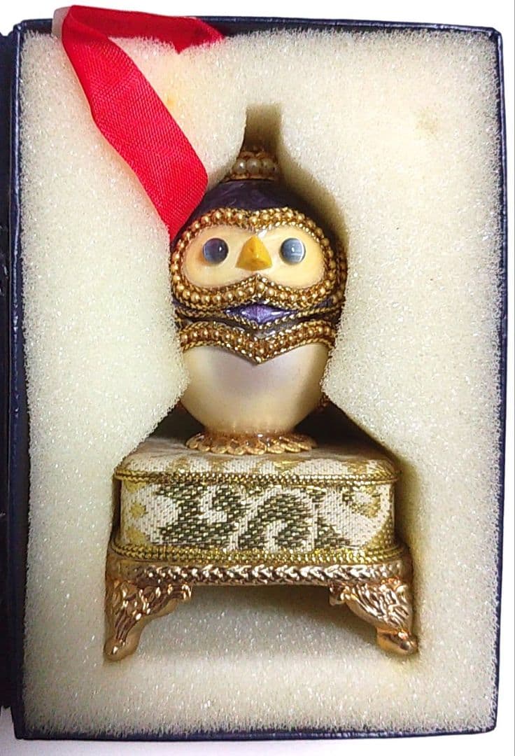 ★幸運を運ぶ★フクロウのエッグアート★宝石箱 ジュエリーボックス★オルゴール