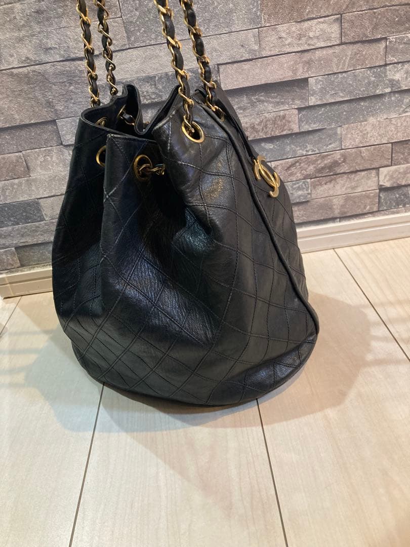 CHANEL ビコローレ　巾着　チェーンレザーショルダーバッグ