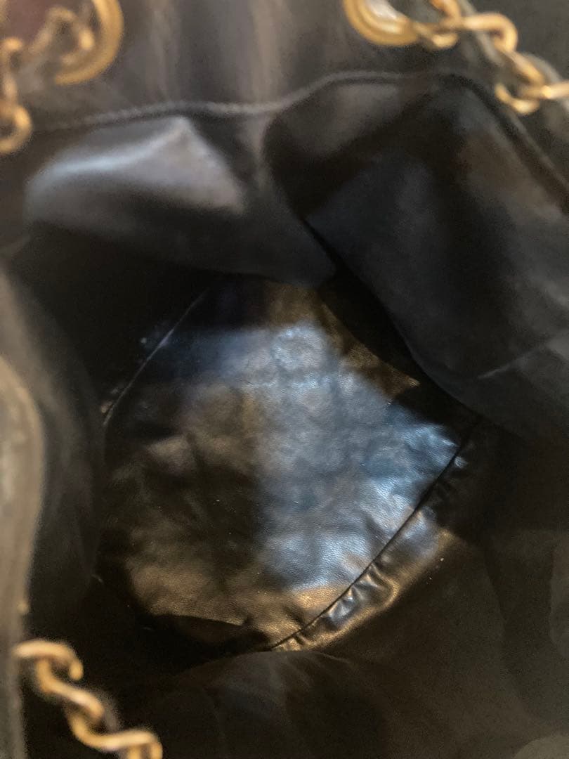 CHANEL ビコローレ　巾着　チェーンレザーショルダーバッグ