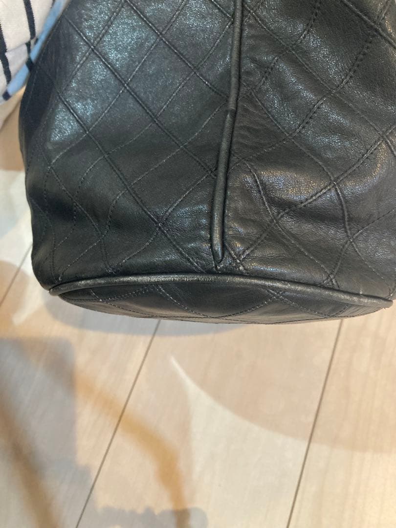 CHANEL ビコローレ　巾着　チェーンレザーショルダーバッグ