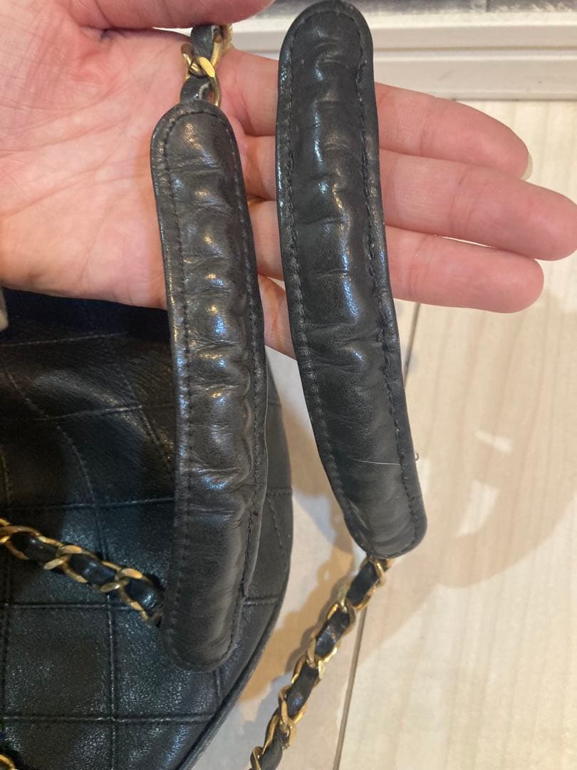 CHANEL ビコローレ　巾着　チェーンレザーショルダーバッグ