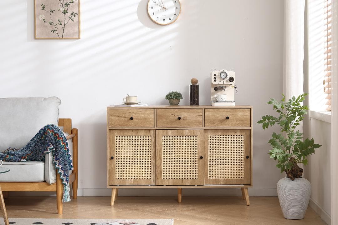 キャビネット サイドボード 引き出し付き 大容量 2段収納 サイドボード 扉付き