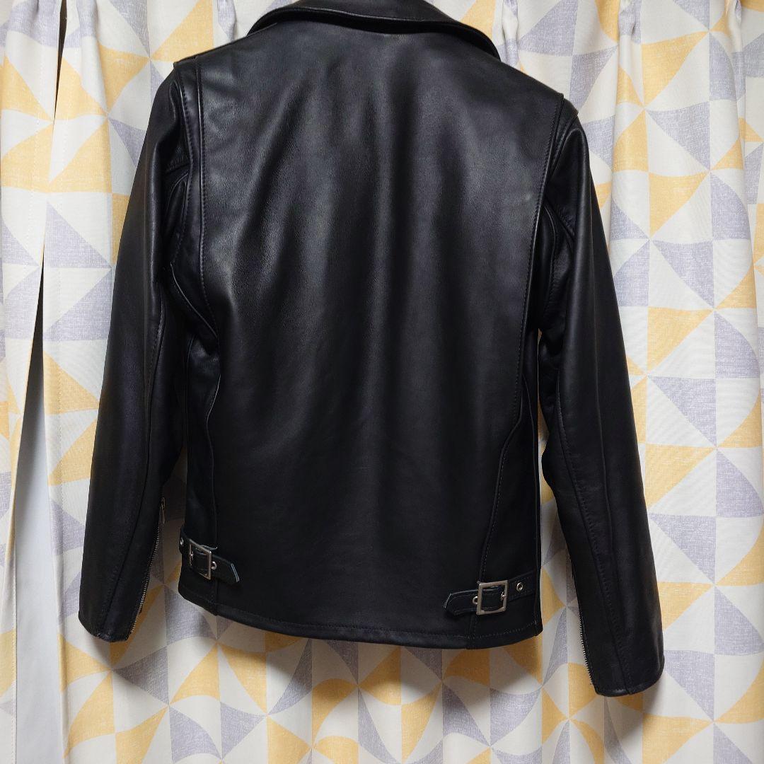 Schott ブラック レザー シングルライダースジャケット 34