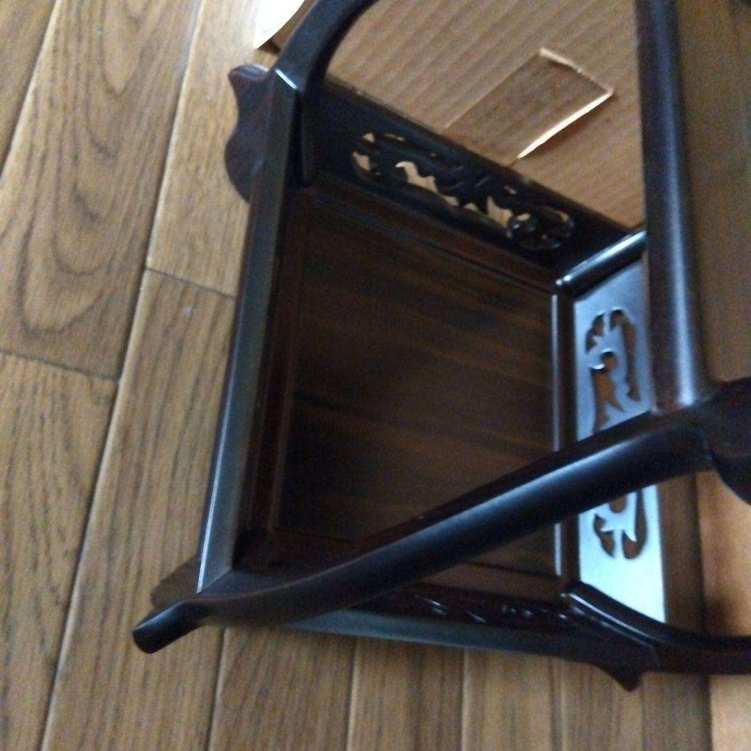 茶道　黒檀　ミニ中卓　装飾彫刻入りテーブル