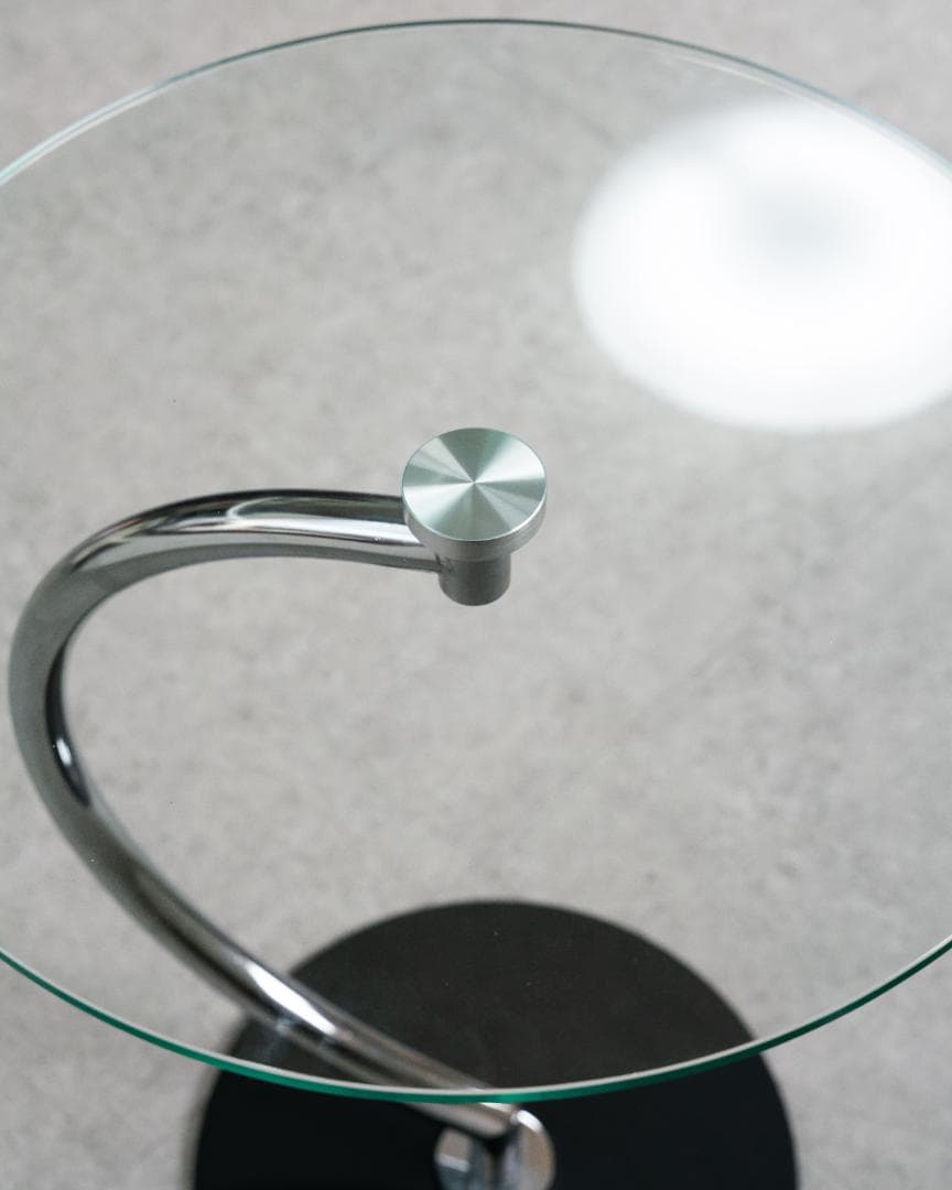 ミッドセンチュリー　ガラス サイドテーブル ラウンドテーブル レトロモダン