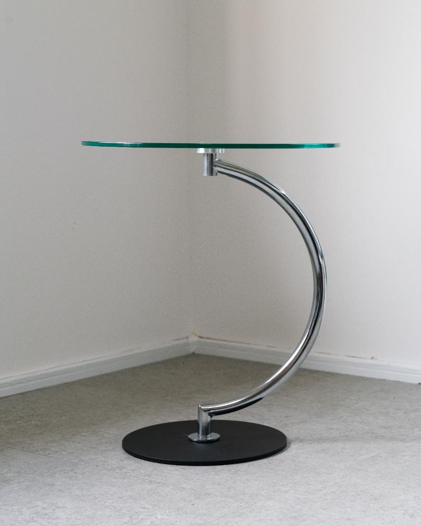 ミッドセンチュリー　ガラス サイドテーブル ラウンドテーブル レトロモダン