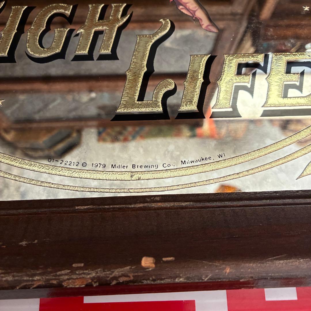レア！70's アメリカアンティークmiller パブミラー鏡USAヴィンテージ