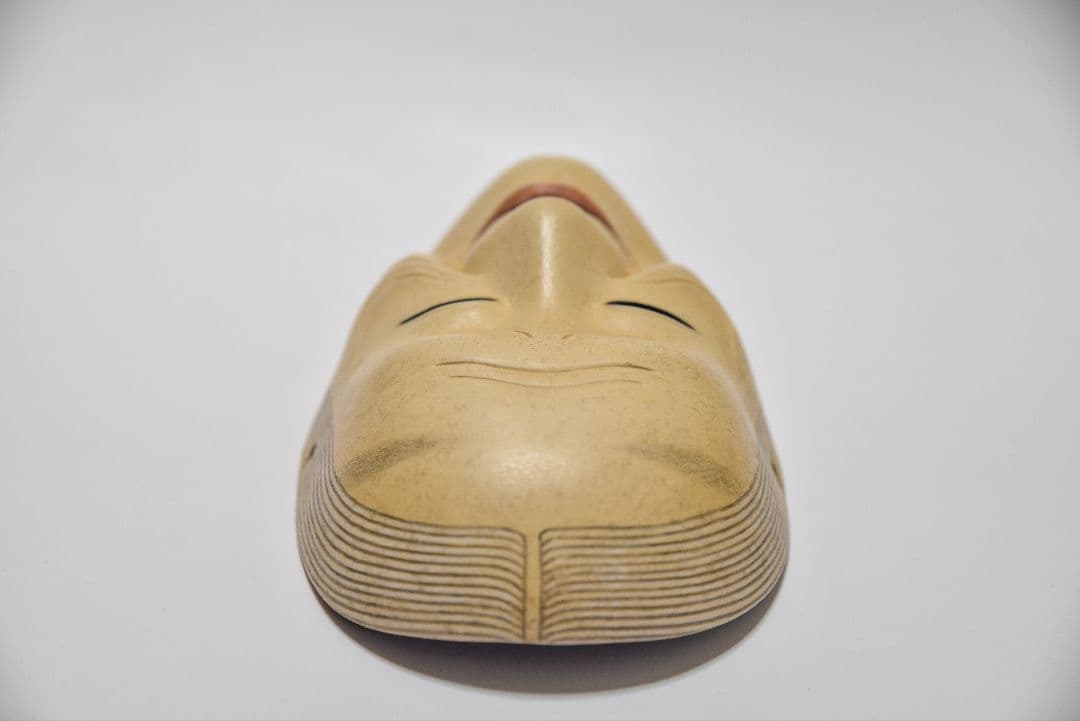 能面 姥 山本童悦作 烙印あり、能面袋、箱付き 美品 (B1)