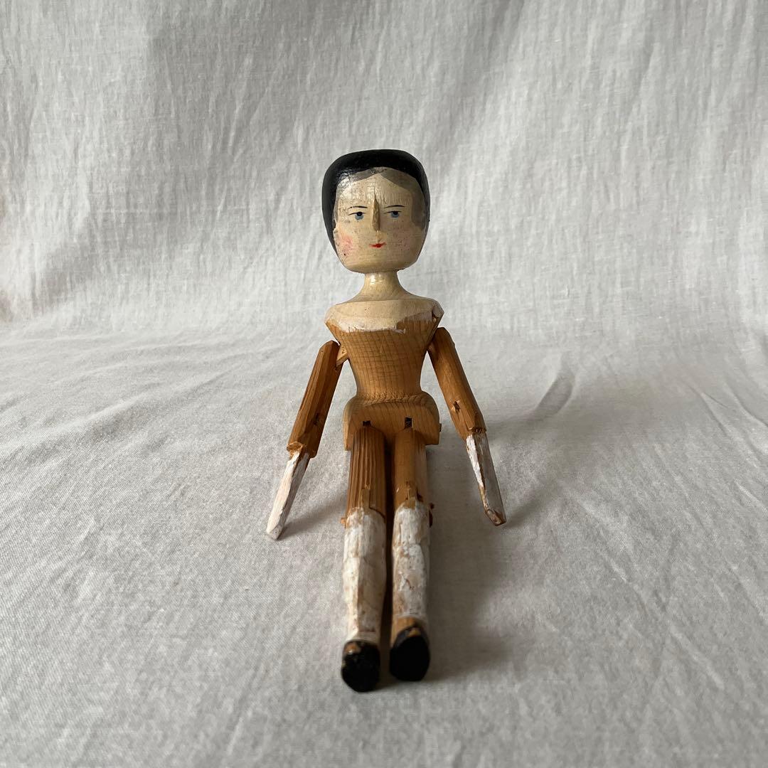 ま*ん様 アンティーク　ペグドール　ウッデンドール　おすわり