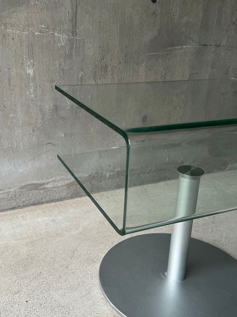 ガラストップサイドテーブル　スペースエイジ　ミッドセンチュリー　ポストモダン