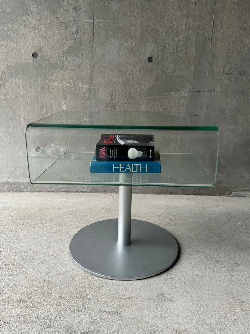 ガラストップサイドテーブル　スペースエイジ　ミッドセンチュリー　ポストモダン