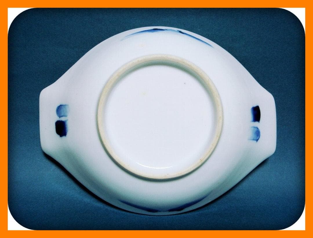 789『染付 花 山水 舟形皿』　/骨董品 古美術 古玩 アンティーク