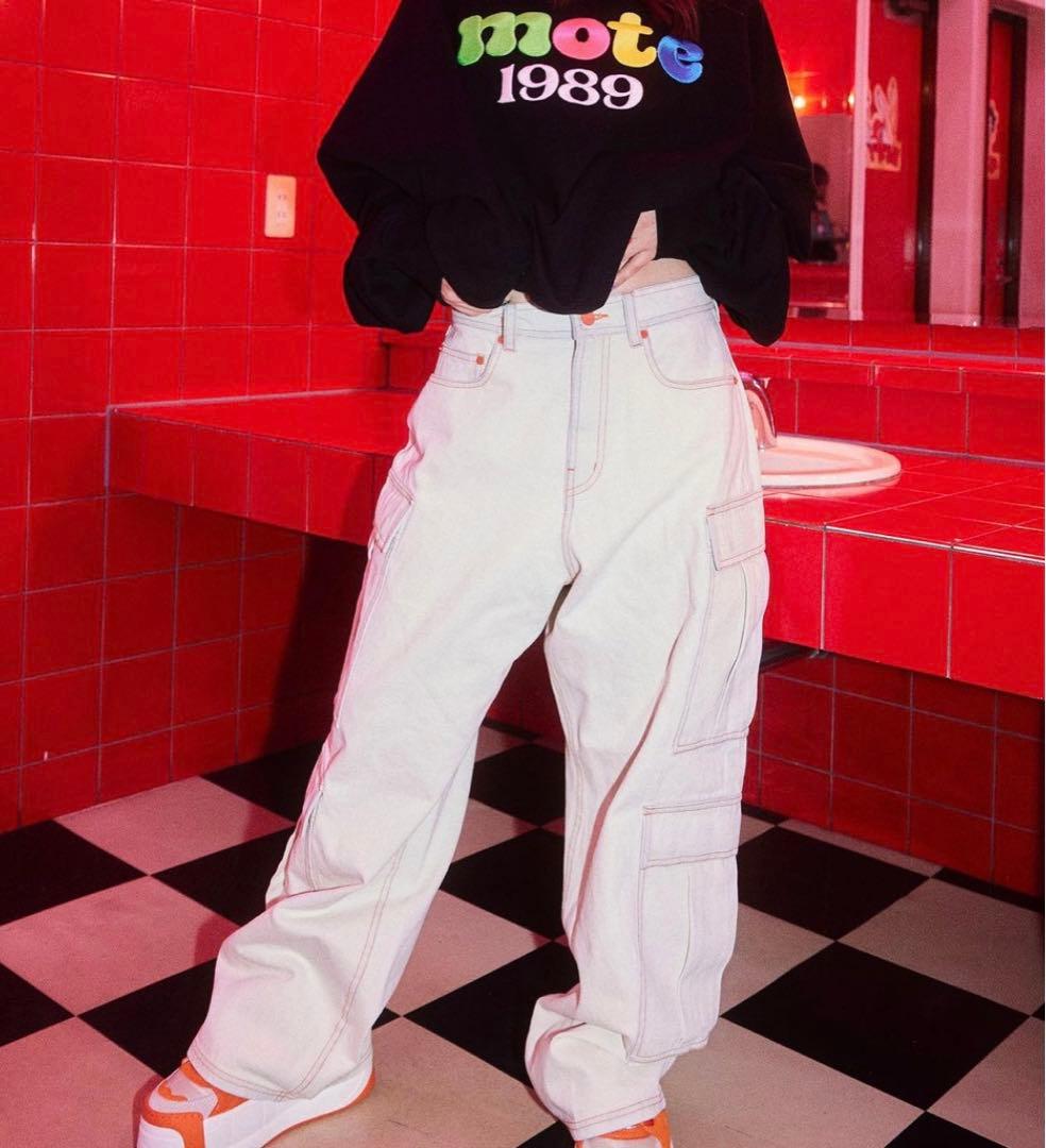 Re. アールイードット 刺繍デニム ホワイト