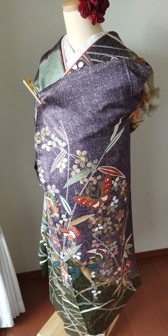 よる様　362.小粋な振袖7点セット　正絹　フルセット　成人式