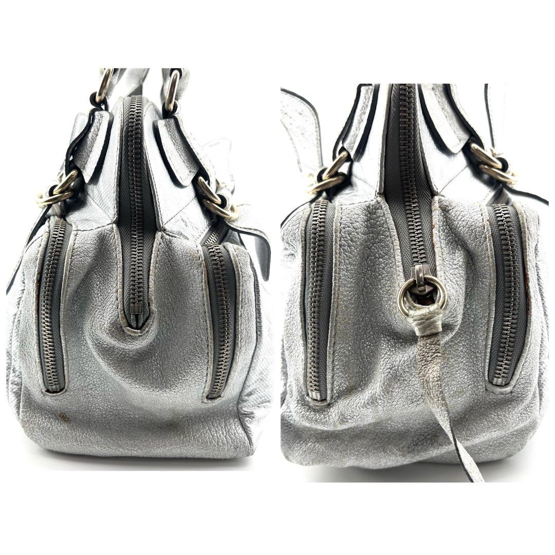 Chloe　ベイ　ハンドバック　肩掛け　シルバー　メタル　Y2K　シボ革