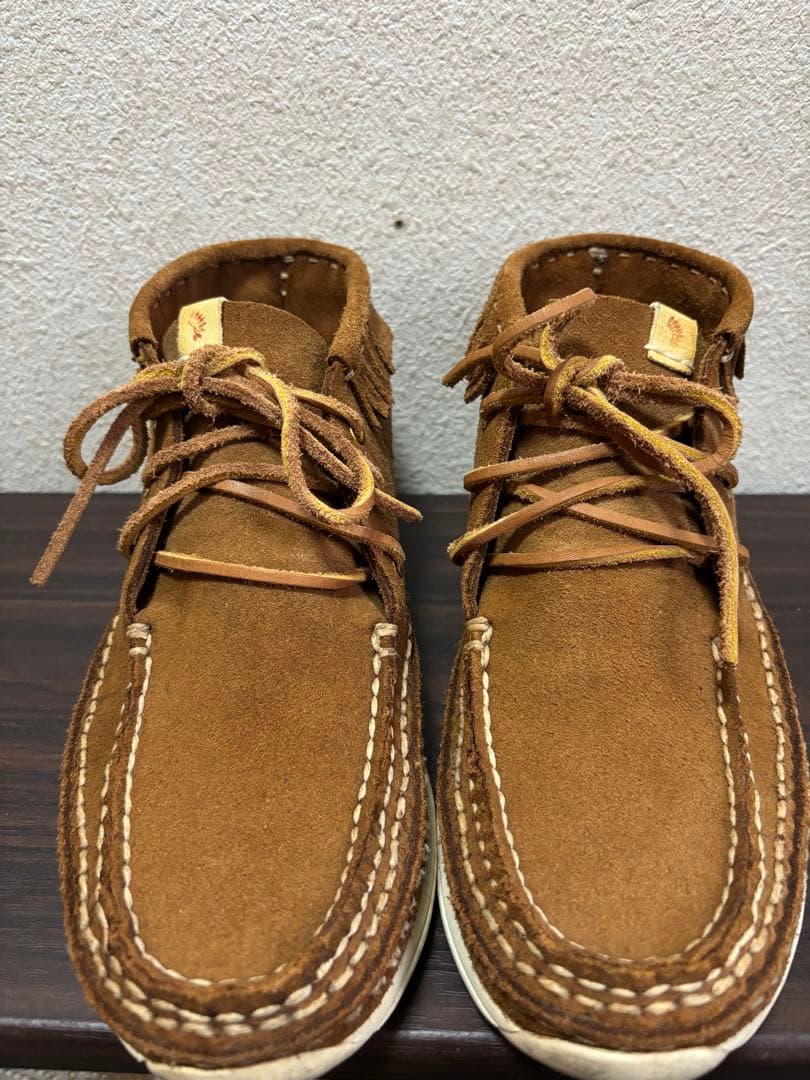 ブラウン スエード モカシン フリンジ付き