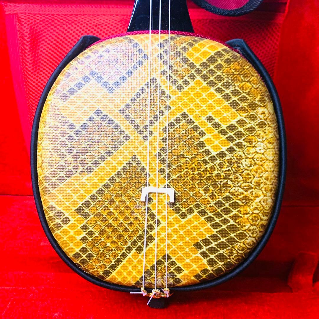 【美品】三線 沖縄 人工皮 蛇革 蛇皮 ハードケース付 初心者向け 和楽器