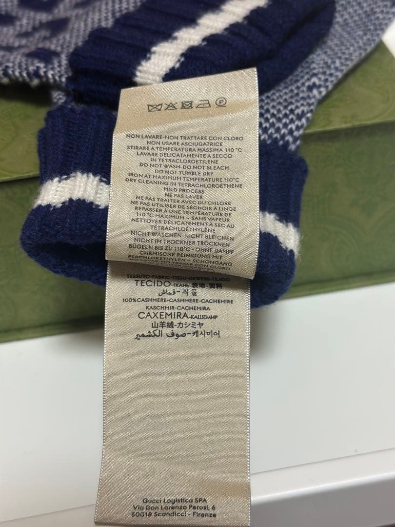 新品GUCCI カシミア フィンガーレス手袋　ネイビー　Mサイズ