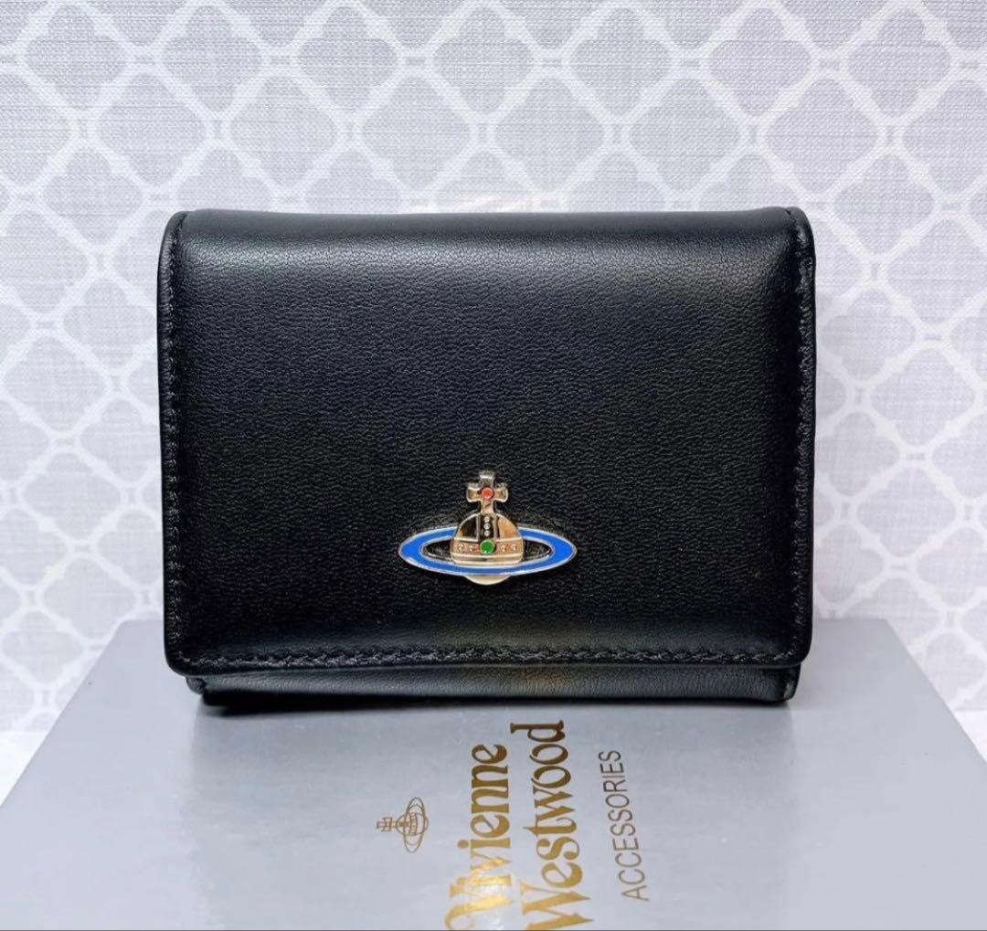 【ショッパー付】新品 ヴィヴィアン・ウエストウッド 三つ折り財布 ブラック