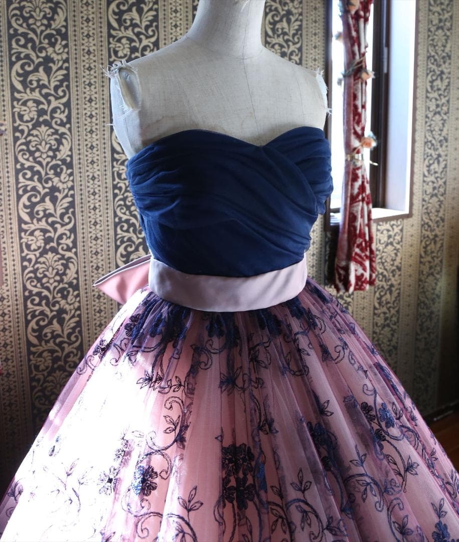 569グレースコンチネンタル高級ウエディングドレス7号9号11号紺カラードレス