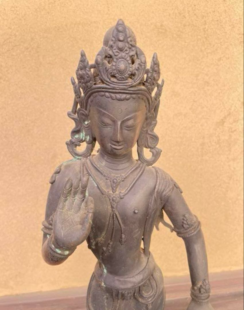 チベット男神像　銅製の仏像　46cm アンティーク　骨董