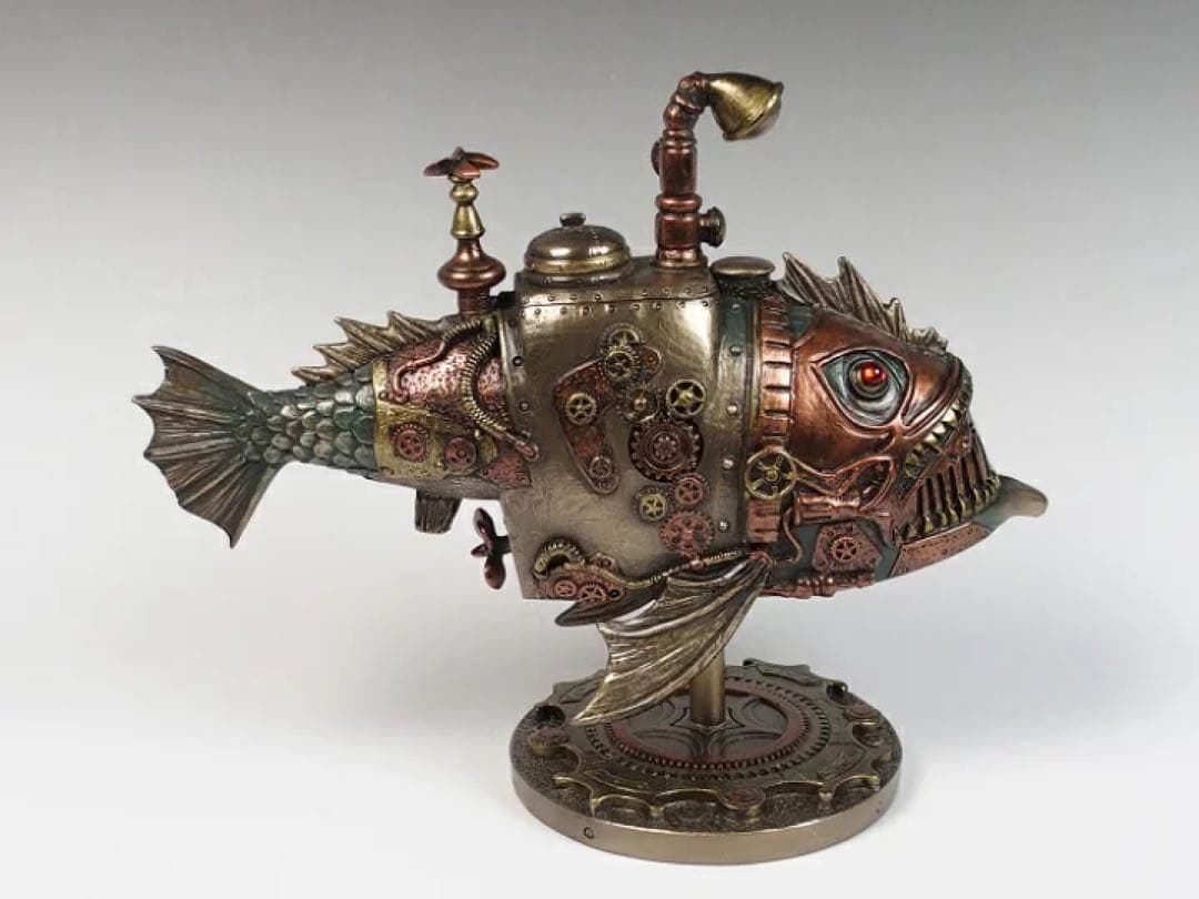 スチームパンク　fish潜水艦　置物　ライト付き　ギレルモデルトロの世界