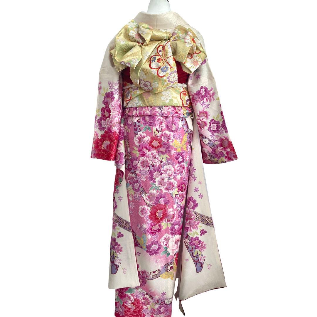 白 赤 ピンク 振袖4点セット‼️お振袖セット‼️TM NO121 フルセット