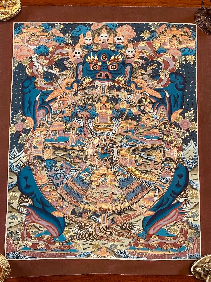 チベット密教 手描き曼荼羅（マンダラ）タンカ【新品・一点物】肉筆画 D2