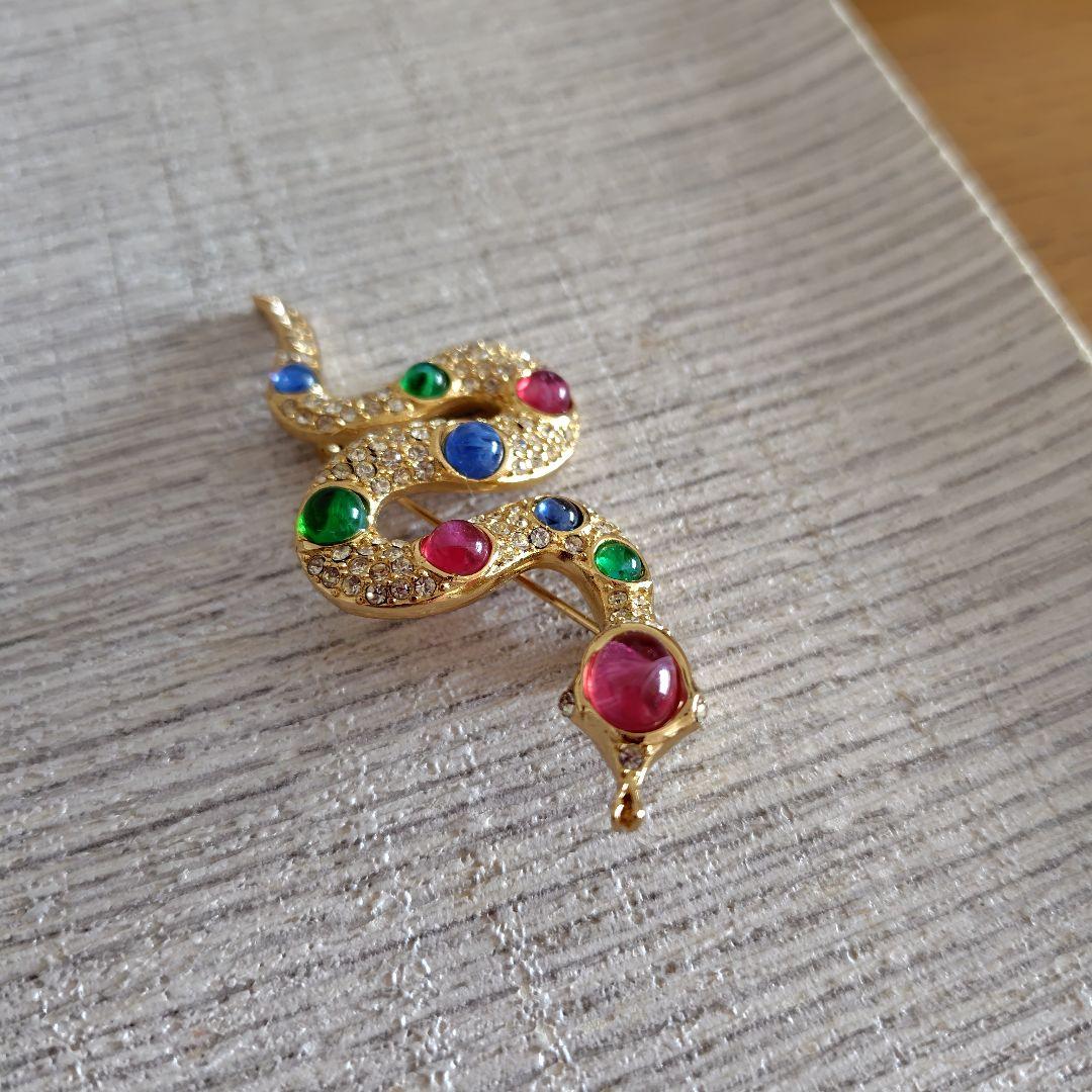 クリスチャン・ディオール　Christian Dior ブローチ　スネーク　蛇