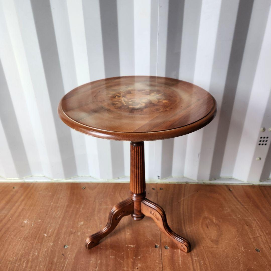 はる屋　象嵌細工 猫脚 テーブル サイドテーブル 飾台 イタリア製