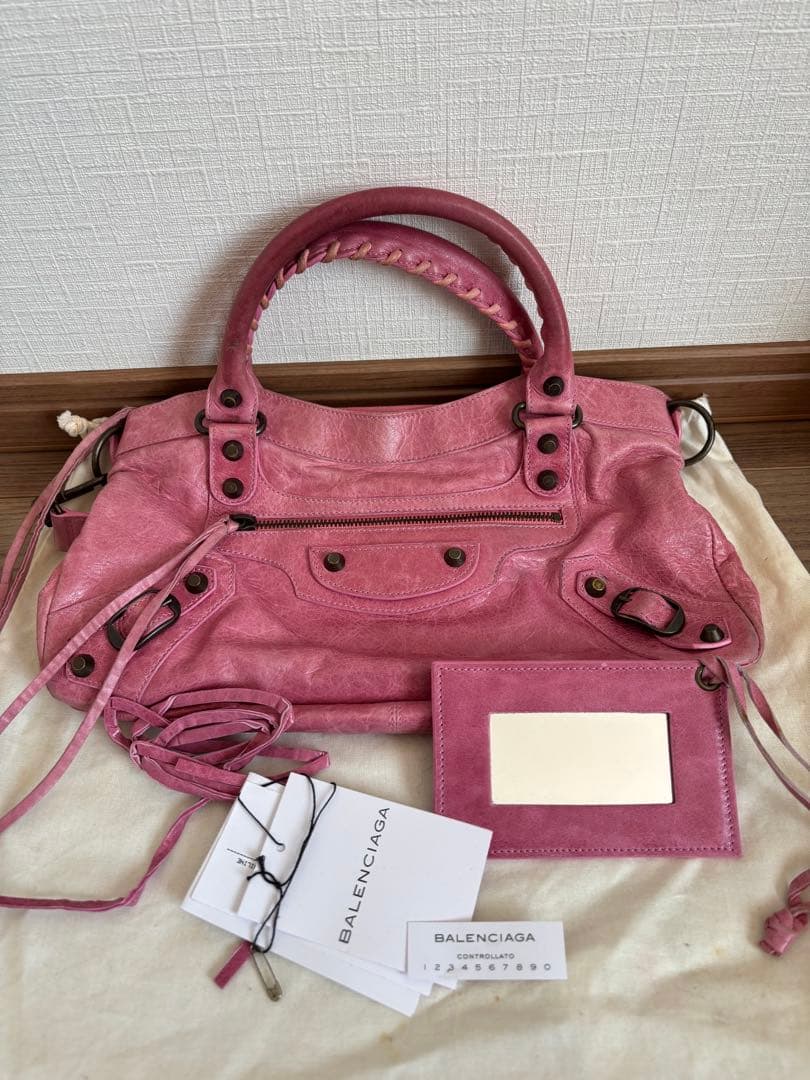 バレンシアガ　シティ　2wayバッグ　ピンク