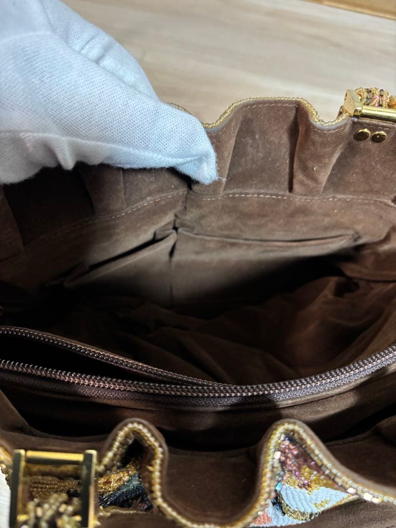 美品　LUMY はしもと　ビーズ刺繍　ビーズバッグ　皇室御用達　貴重　フリル