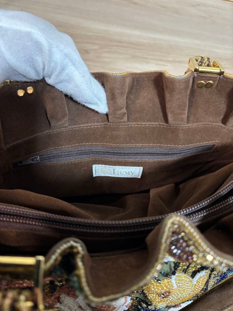 美品　LUMY はしもと　ビーズ刺繍　ビーズバッグ　皇室御用達　貴重　フリル