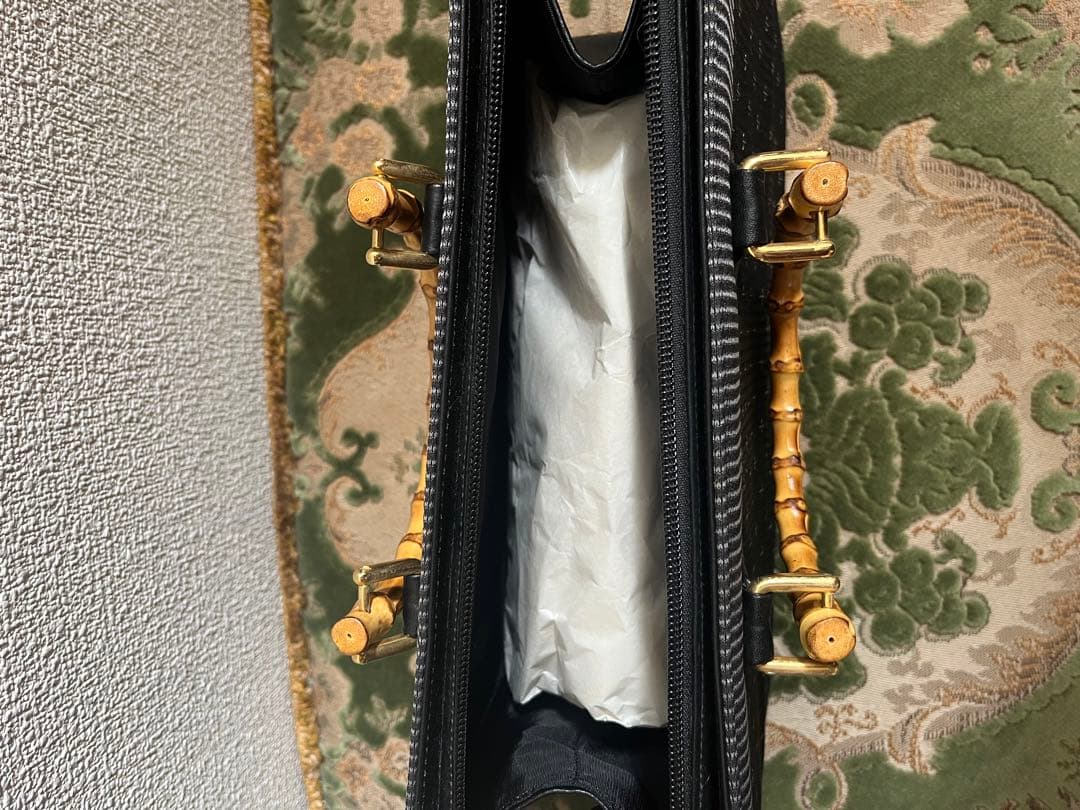 和装用　バンブーハンドル付きブラックバッグ