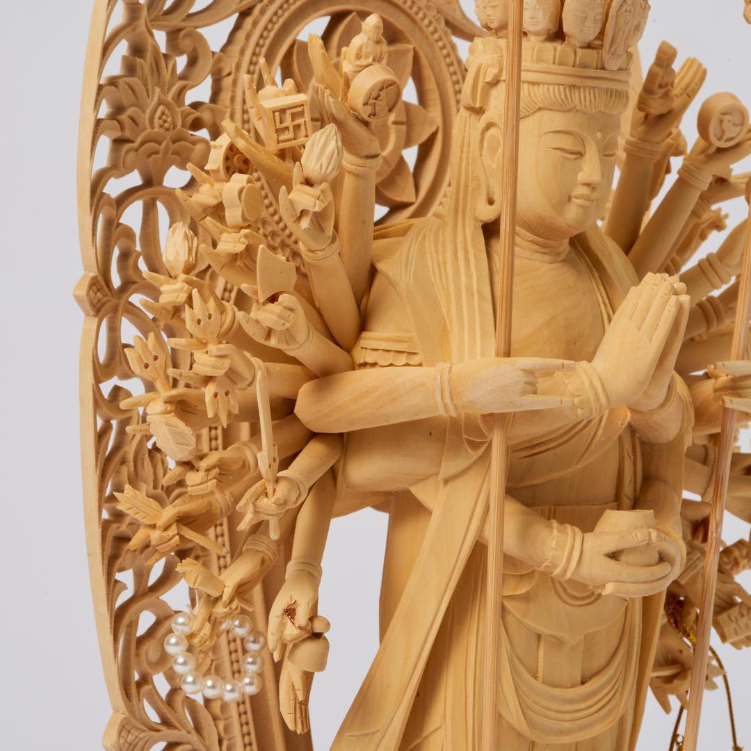 黄楊　６寸　立千手観音 #079