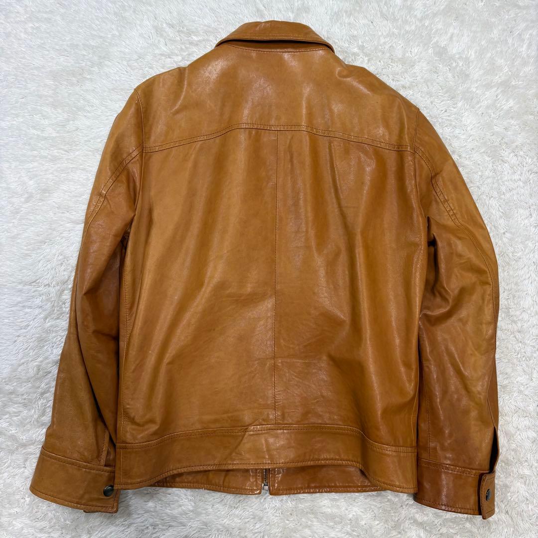 【至高の逸品】DOLCE&GABBANA ラムレザージャケット 46 キャメル