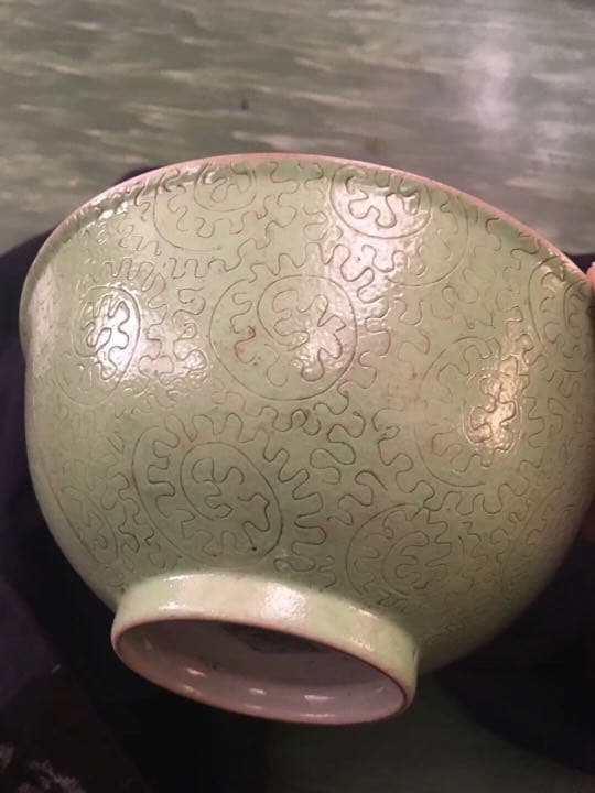 茶碗 粉彩轧道 嘉慶年製 中国美術