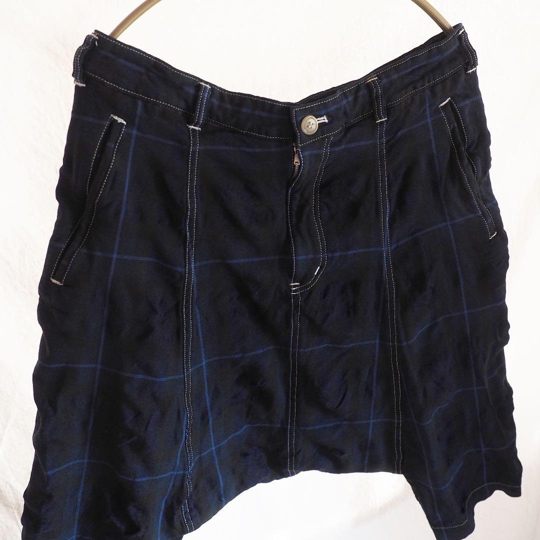 コムコム 極美品 サルエルパンツ チェック 縮絨 ポリエステル コムデギャルソン