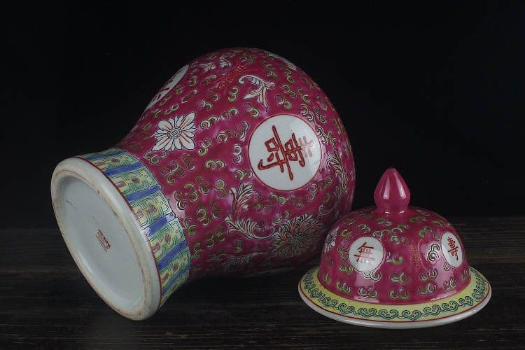 パステル万寿無彊将軍缶 景徳鎮 陶磁器 装飾品 現代工芸品 美術品 置物