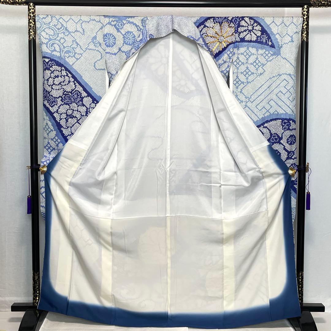 D789 振袖　総絞り　金駒刺繍　正絹　着物　袷