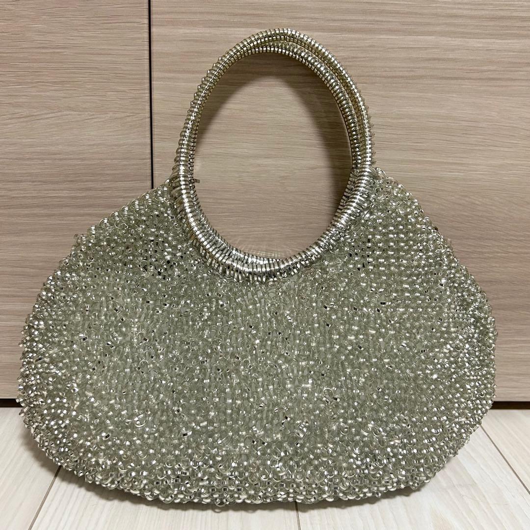 【美品】アンテプリマ ワイヤーバッグ シルバー ラウンド 横型