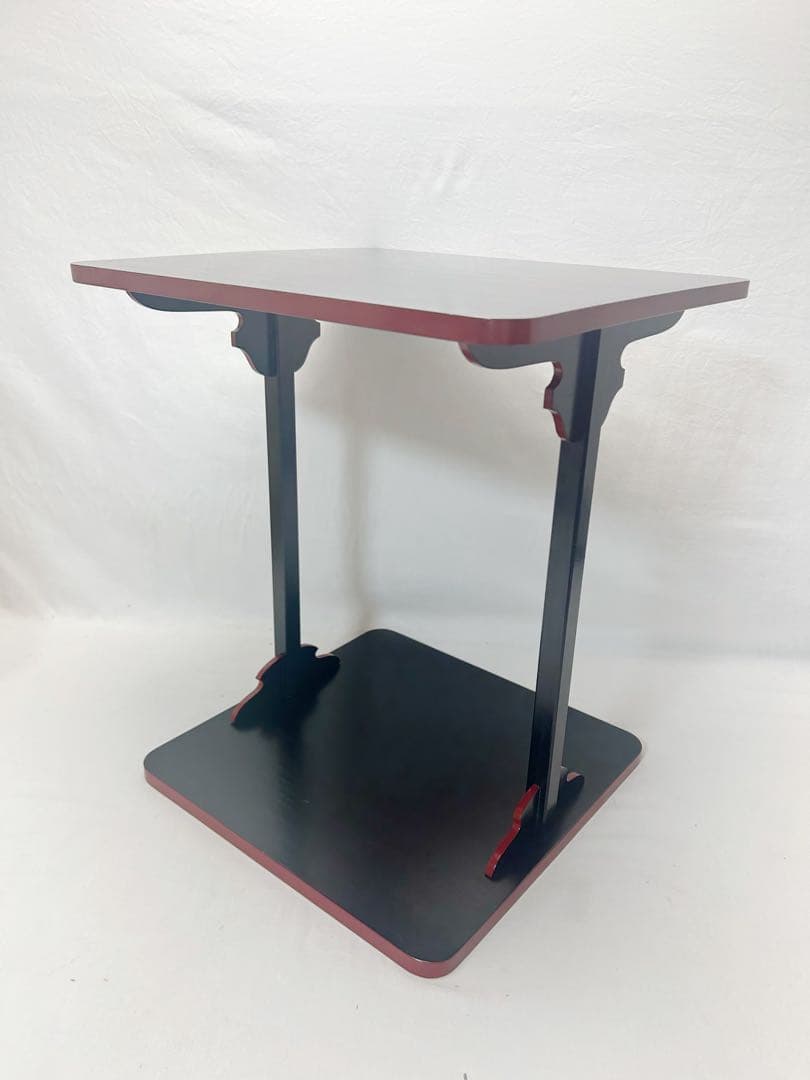 美品 茶道具 平悠棚 鵬雲斎好写 桐爪紅 柿合塗 組み立式 元箱