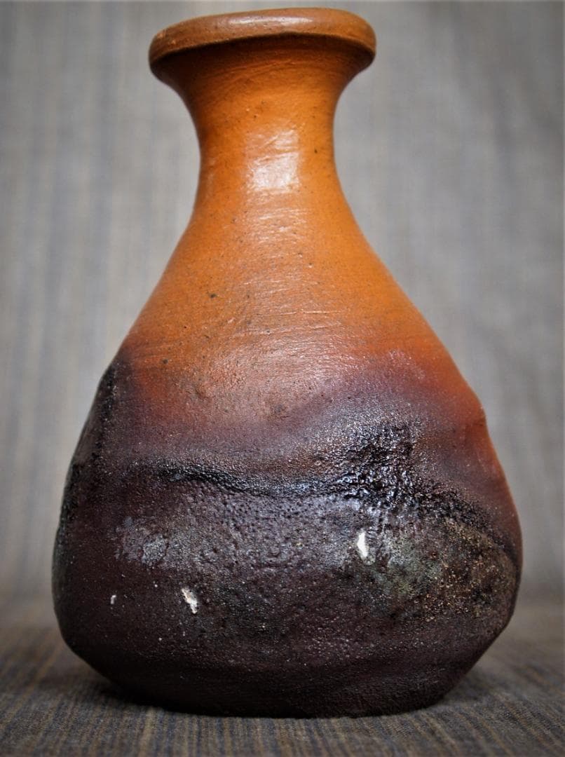 希少作★森岡成好★とくり（南蛮窯変徳利）★共箱★緋色