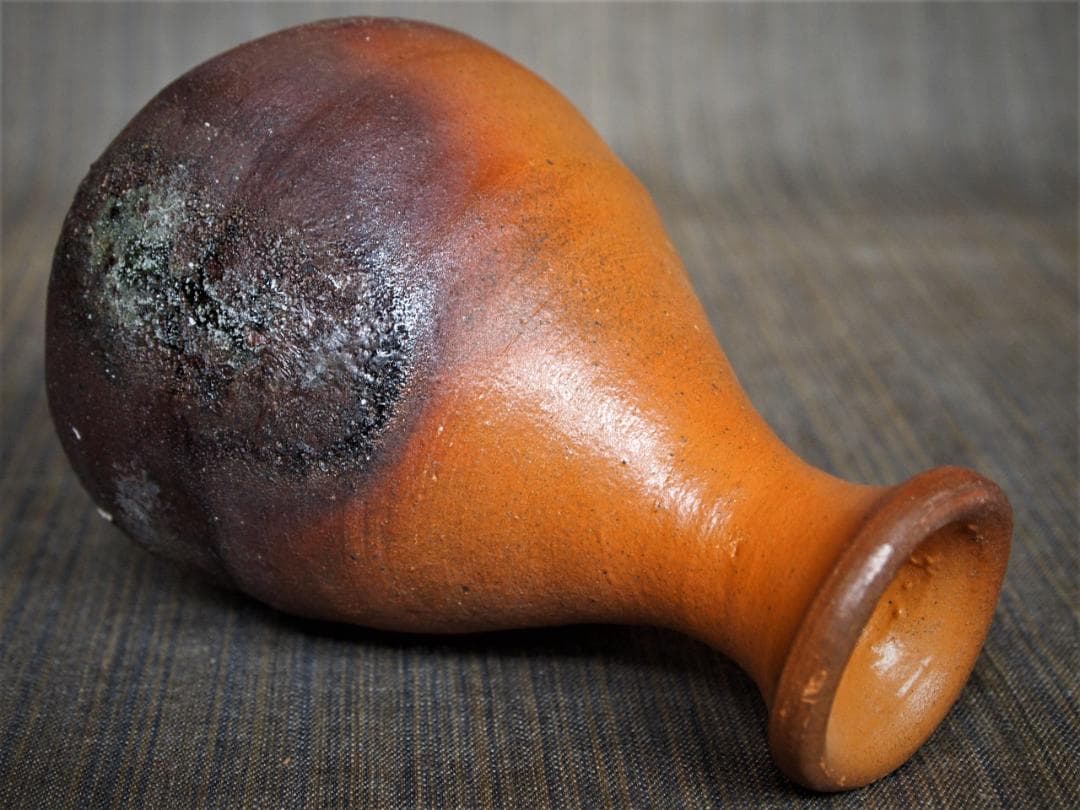 希少作★森岡成好★とくり（南蛮窯変徳利）★共箱★緋色