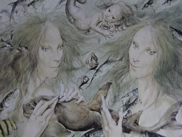 藤田嗣治、【Sirenes】、希少な額装用画集より、厳選、新品額装、マット額装付