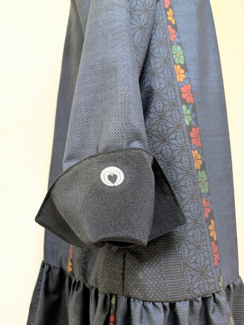 着物リメイク 大島紬 正絹　楽ちん細見えすっきりワンピース ジレ