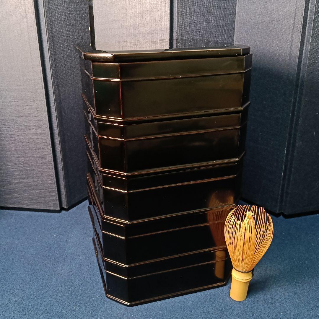 AM84 輪島塗 春光斎作 縁高重 未使用 共箱 菓子器 茶道具 懐石 五段重