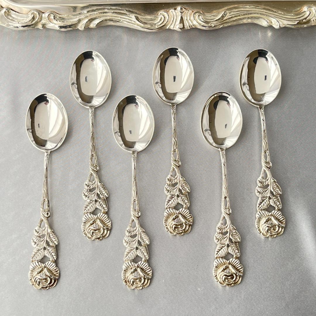 【ANTICO】 ヒルデスハイムローズ ティースプーン 6本【純銀】10.5cm