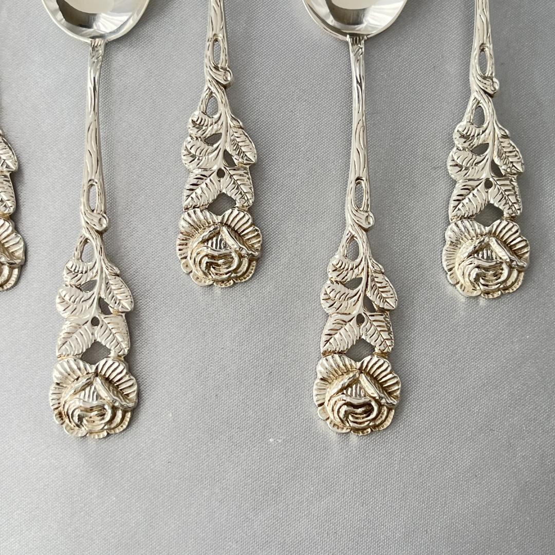 【ANTICO】 ヒルデスハイムローズ ティースプーン 6本【純銀】10.5cm